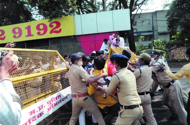 Police personnel stopping