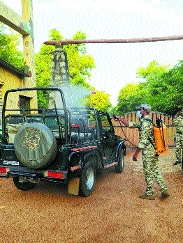  person sanitising Gypsy 