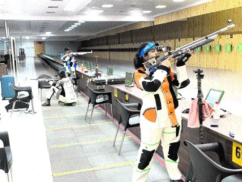 Sportspersons practising 