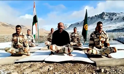 ITBP personnel perform Yoga