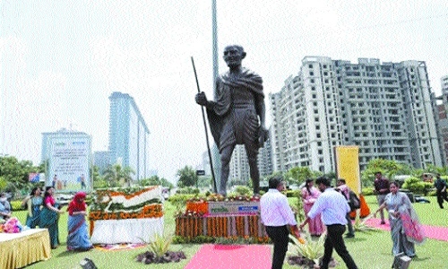 20-ft high Gandhi statue