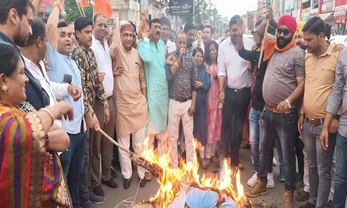 BJP members burn Kharge