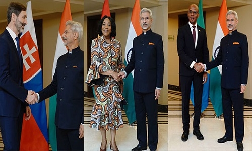 EAM holds bilateral with counterparts of Tanzania, Ghana, Slovak Republic