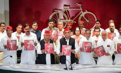 SP unveils manifesto for Lok Sabha elections - Vimarsana News