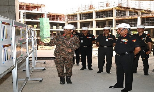 Army chief visits site Thal Sena Bhavan