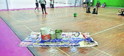 Leaking ceiling posing hazard