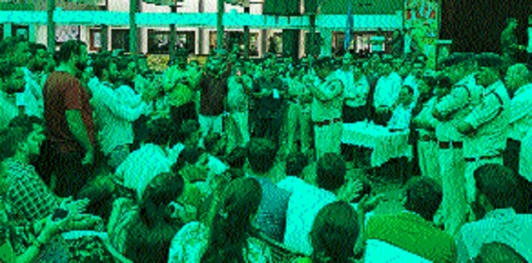 Police trying to pacify the enraged parents