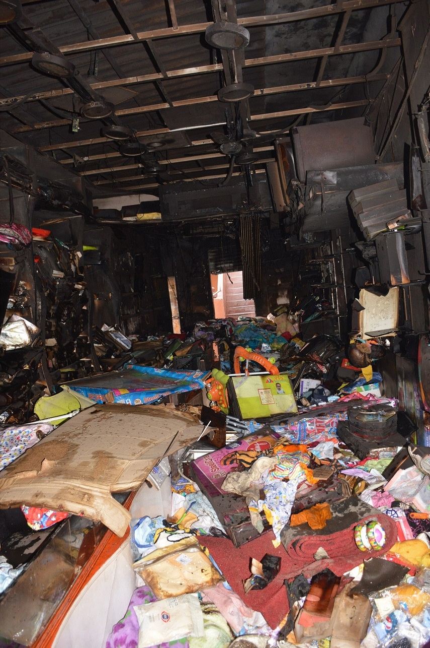 Fire Goods worth over Rs 10 lakh 