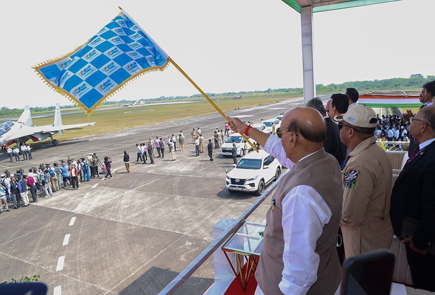 Defence Minister Rajnath Singh flags off the first made