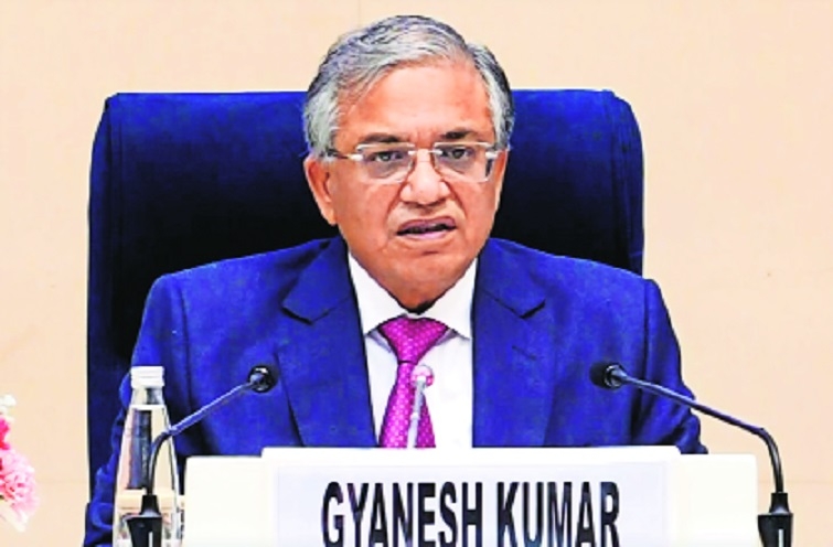 Chief Election Commissioner Gyanesh Kumar addresses a press conference in New Delhi