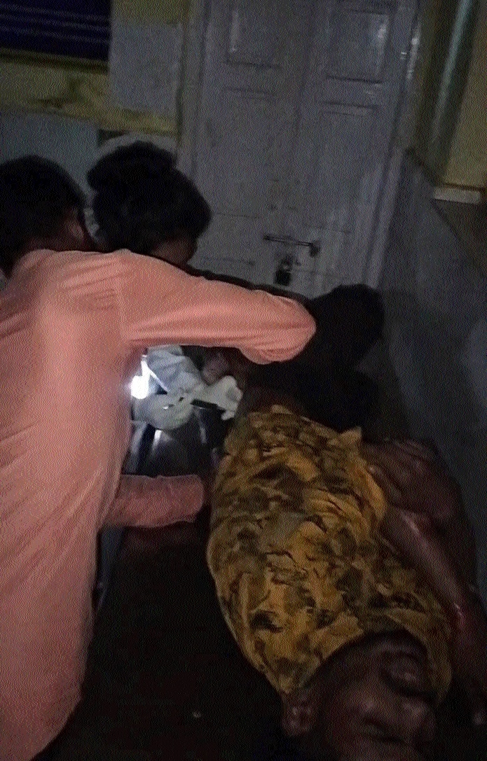 Where doctors treat patients in torch light