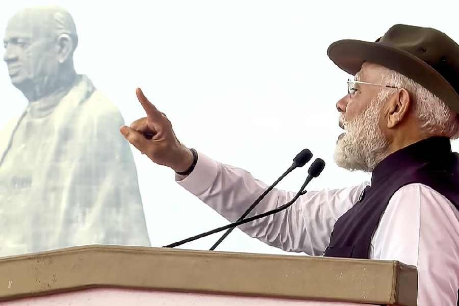 Prime Minister Narendra Modi addresses a gathering during the Rashtriya Ekta Diwas