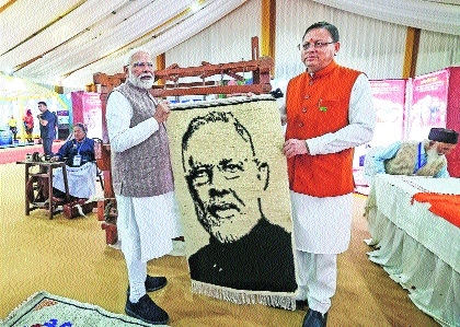 Prime Minister Narendra Modi and Uttarakhand Chief Minister Pushkar Singh Dhami during a walkthrough 