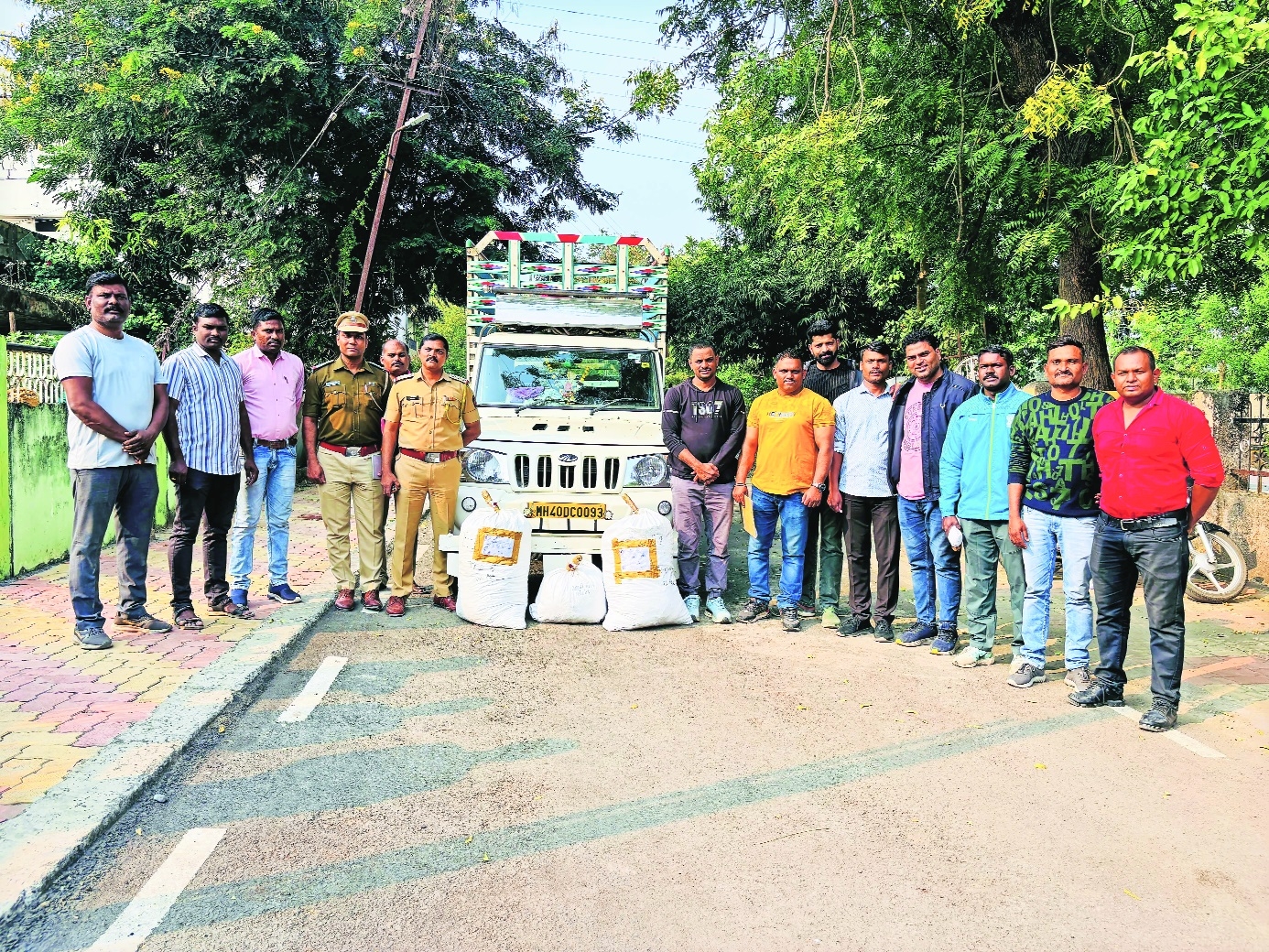 The police staff with seized ganja 