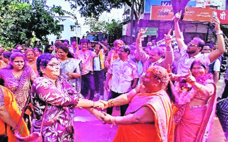 BJP workers celebrating after declaration of results