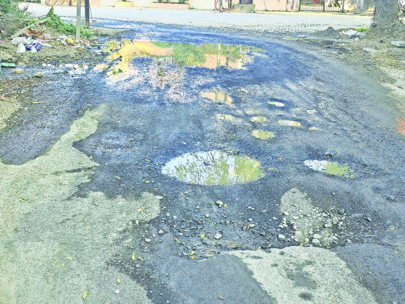Stagnant water internal road in Chhatrapati Nagar