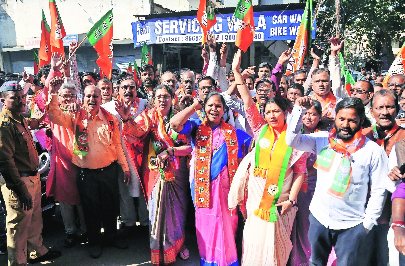 BJP candidates after filing of nominations on Tuesday. 