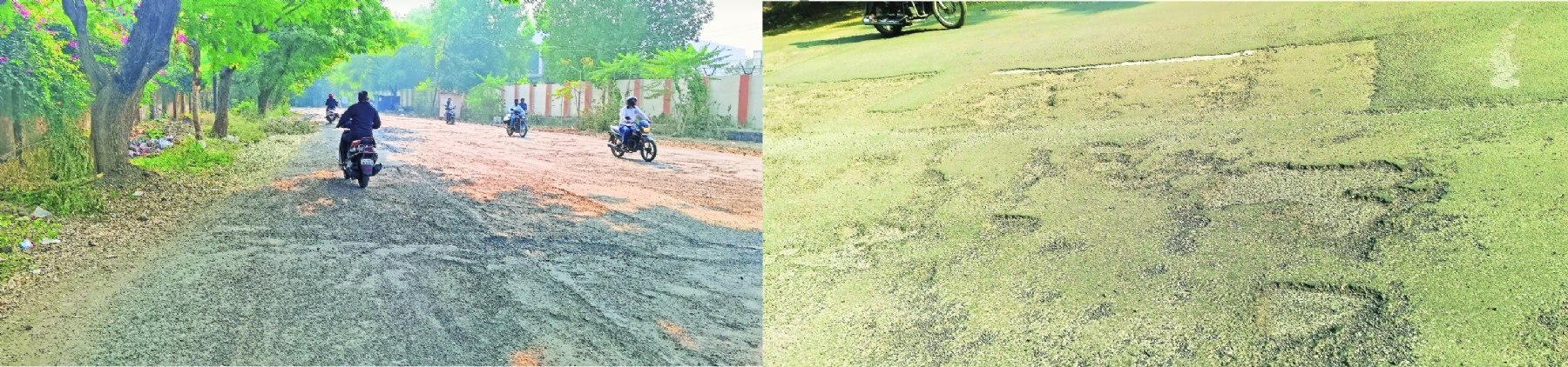  drive through the edge of the road to avoid loose stones spread in front of GSI