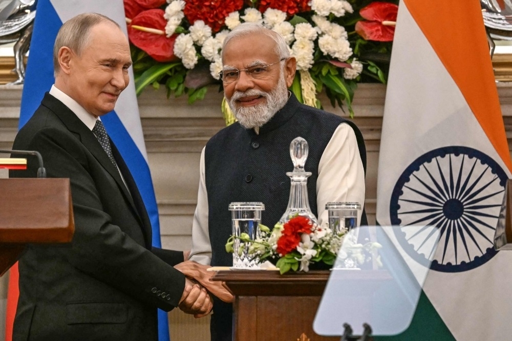 Prime Minister Narendra Modi with Russian President Vladimir Putin 
