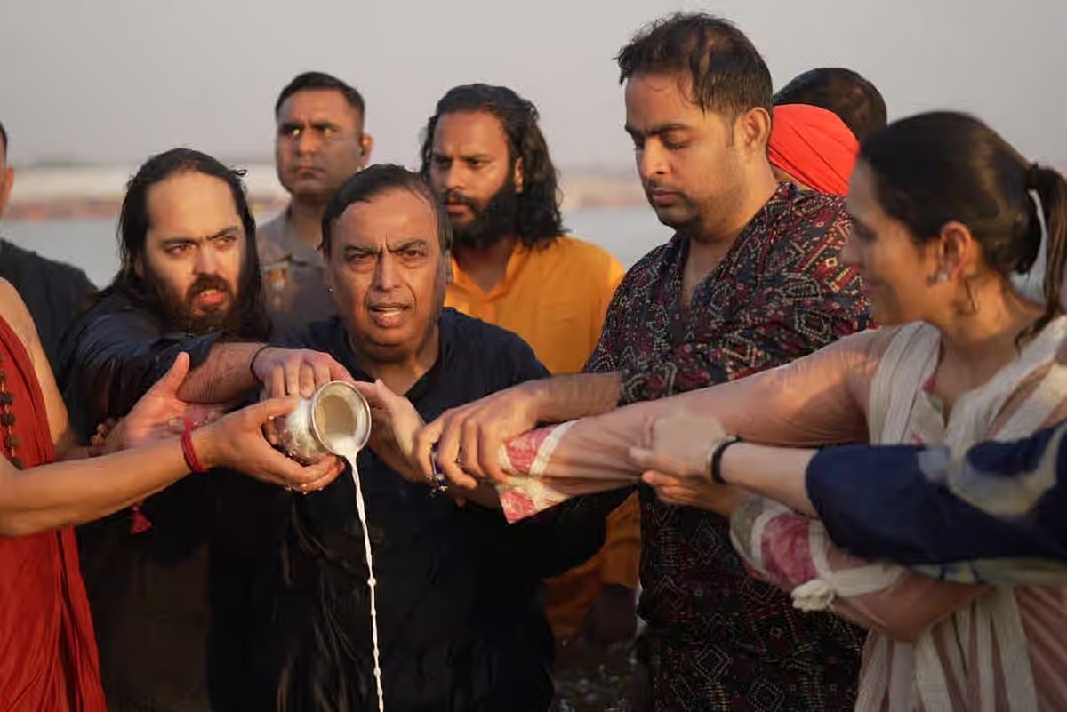 Ambani family takes holy dip