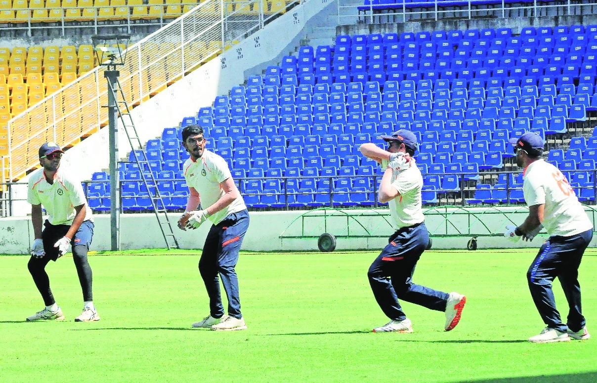 Vidarbha players taking part in a practice
