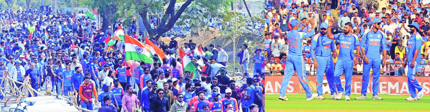 Spectators making a beeline for VCAs Jamtha Stadium to watch India taking on England