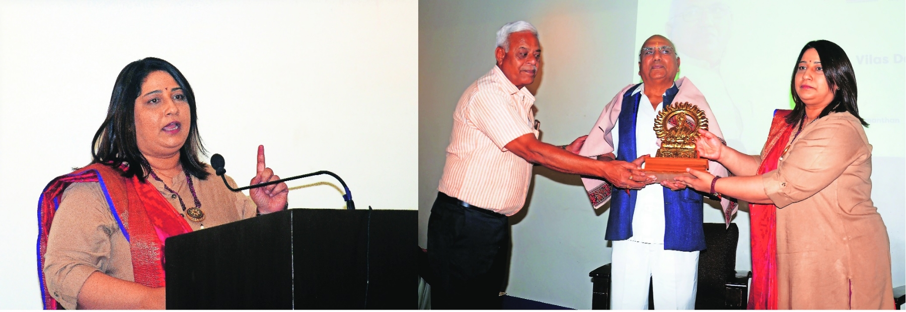 Dr Vilas Dangre being felicitated by Mitra Desai