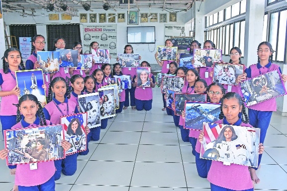 School students during celebrations after NASA astronaut Sunita Williams safe