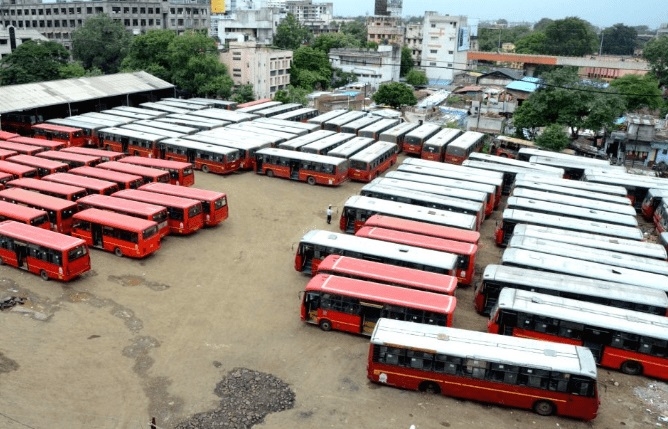 Flash strike by city bus 