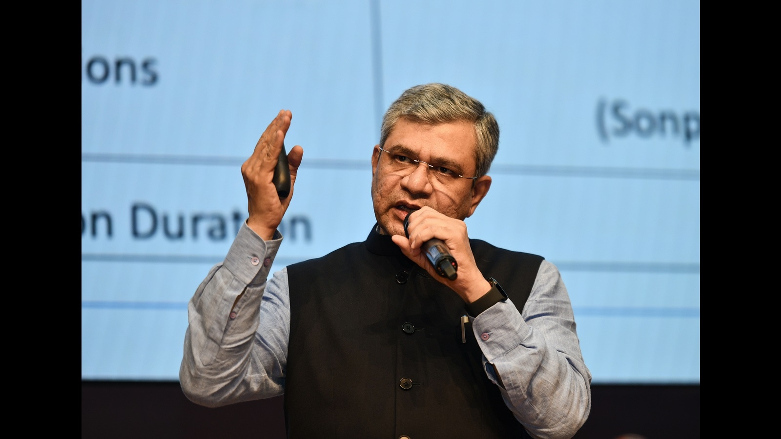 Union Minister Ashwini Vaishnaw briefs the media