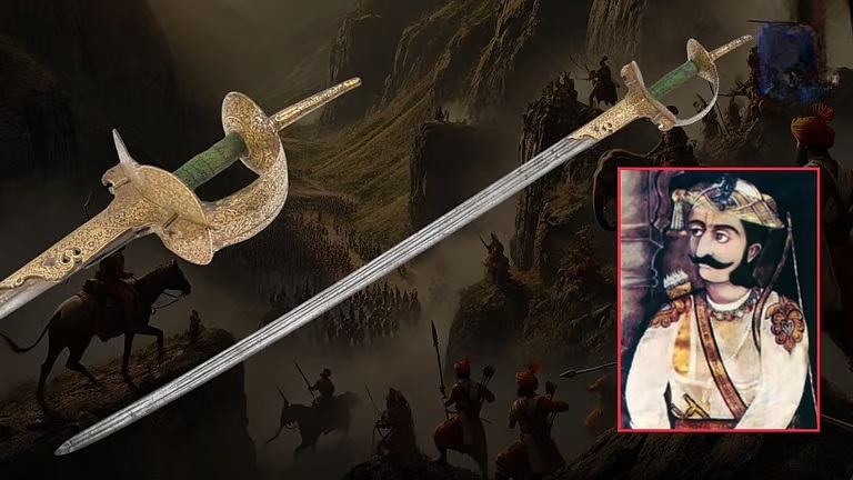 Raje Raghujis sword on hold 