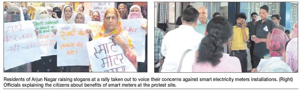 Meter installation sparks protest in Arjun Nagar