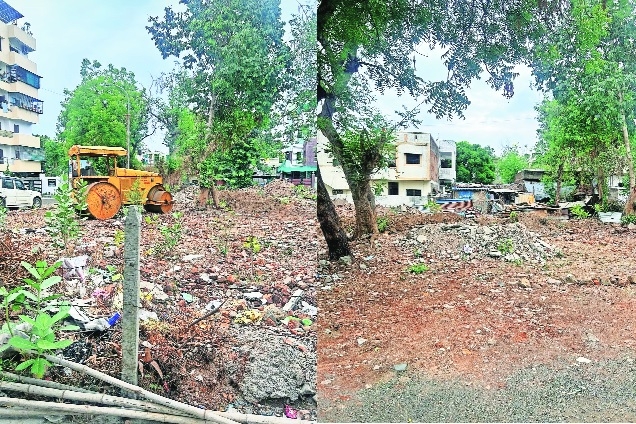 An excavator parked in the garden 