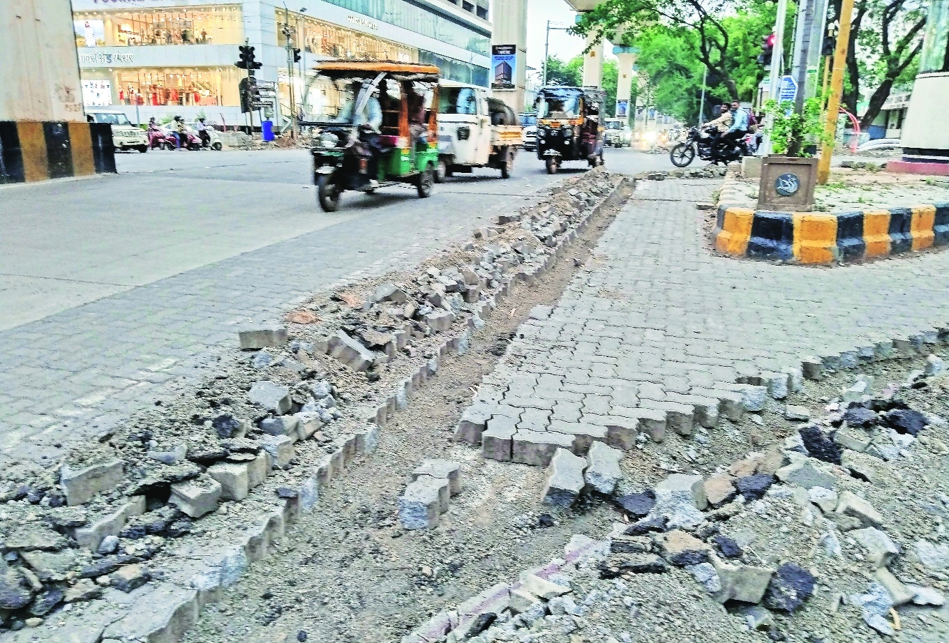 Traffic islands claiming land
