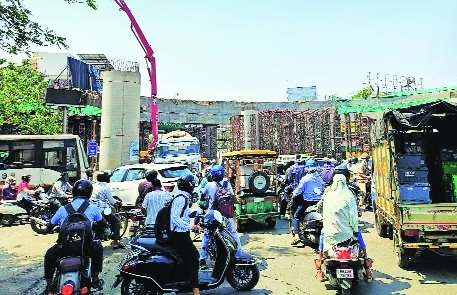 Traffic congestion at Ashok Square due