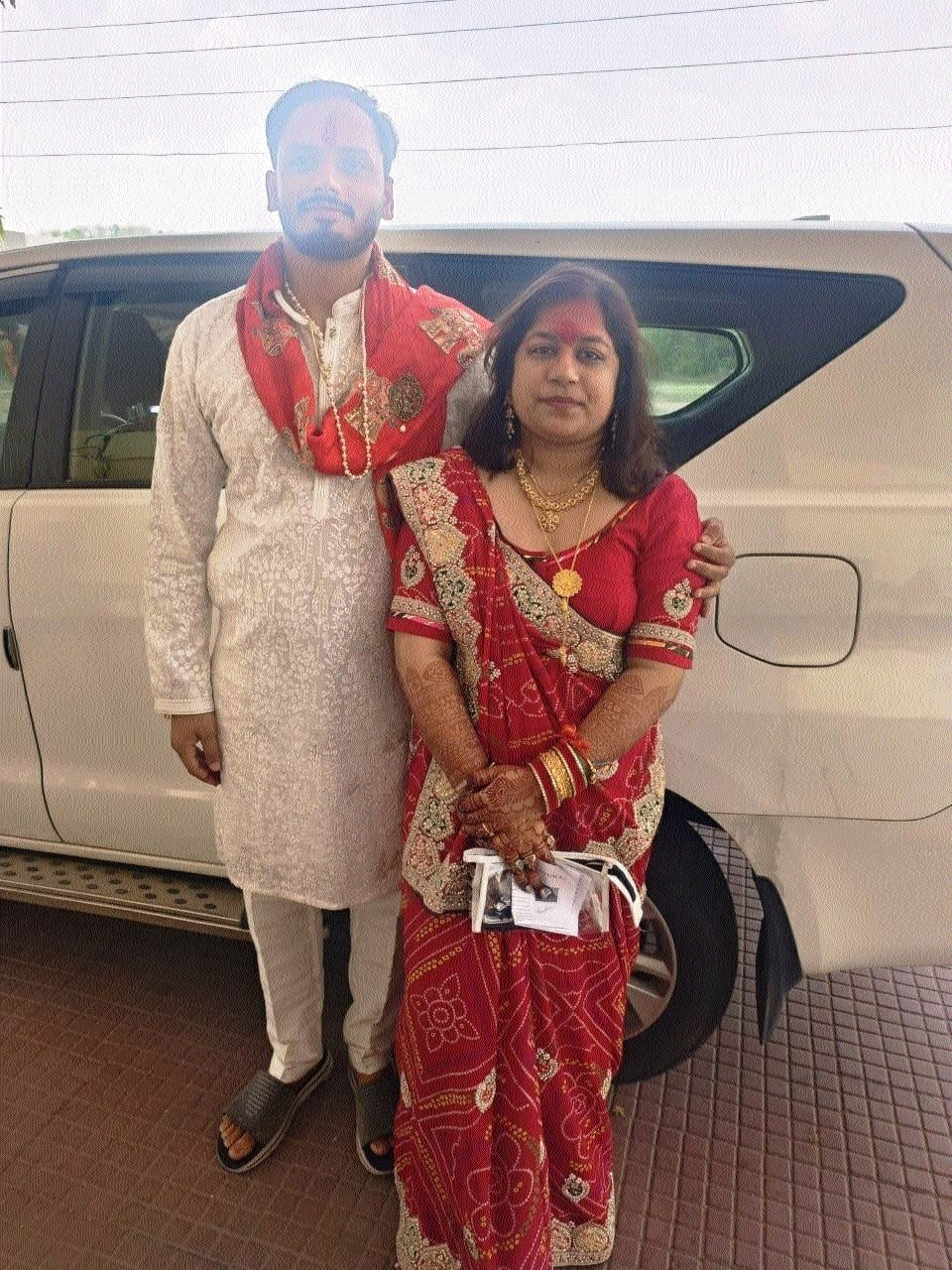 Bride Vasudha with her