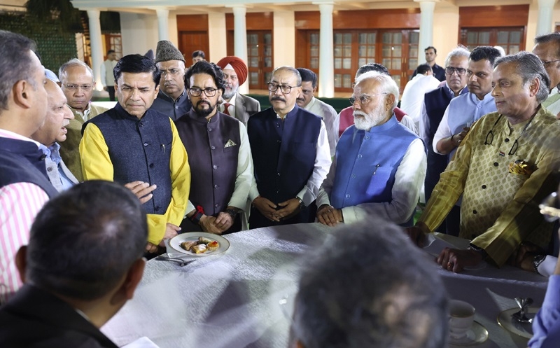Prime Minister Narendra Modi during a meeting with members 