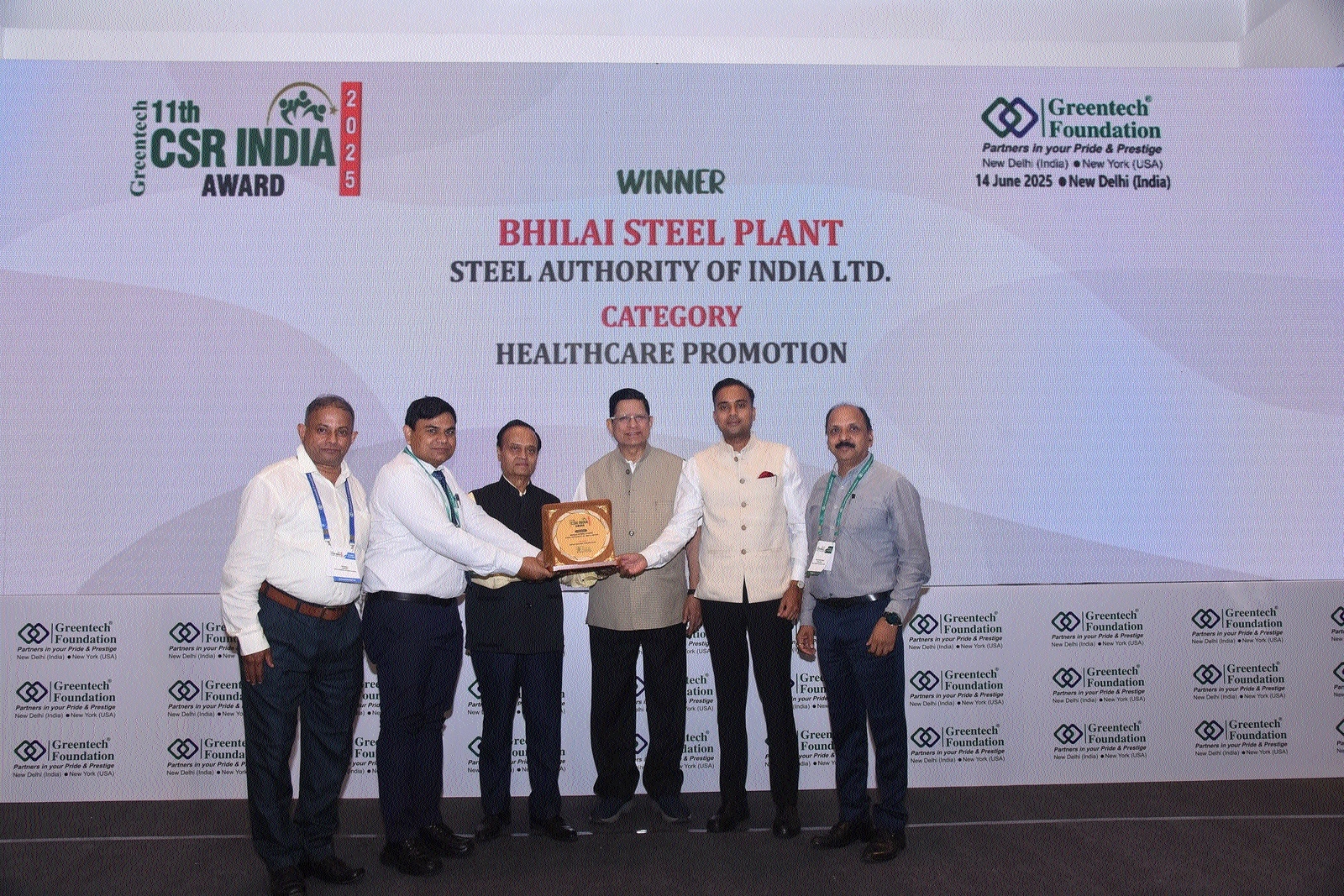 BSP officials receiving the award in New Delhi