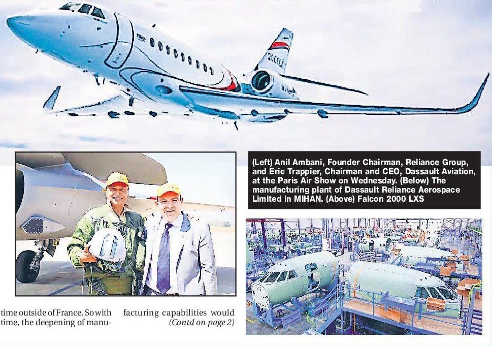 Reliance Dassault to Make Falcon 2000 jets in Nagpur
