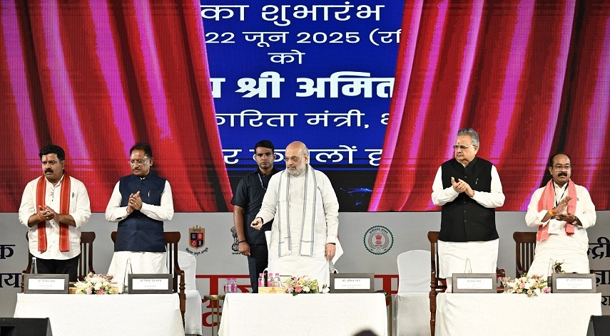  Amit Shah along with Chhattisgarh Chief Minister Vishnu Deo Sa