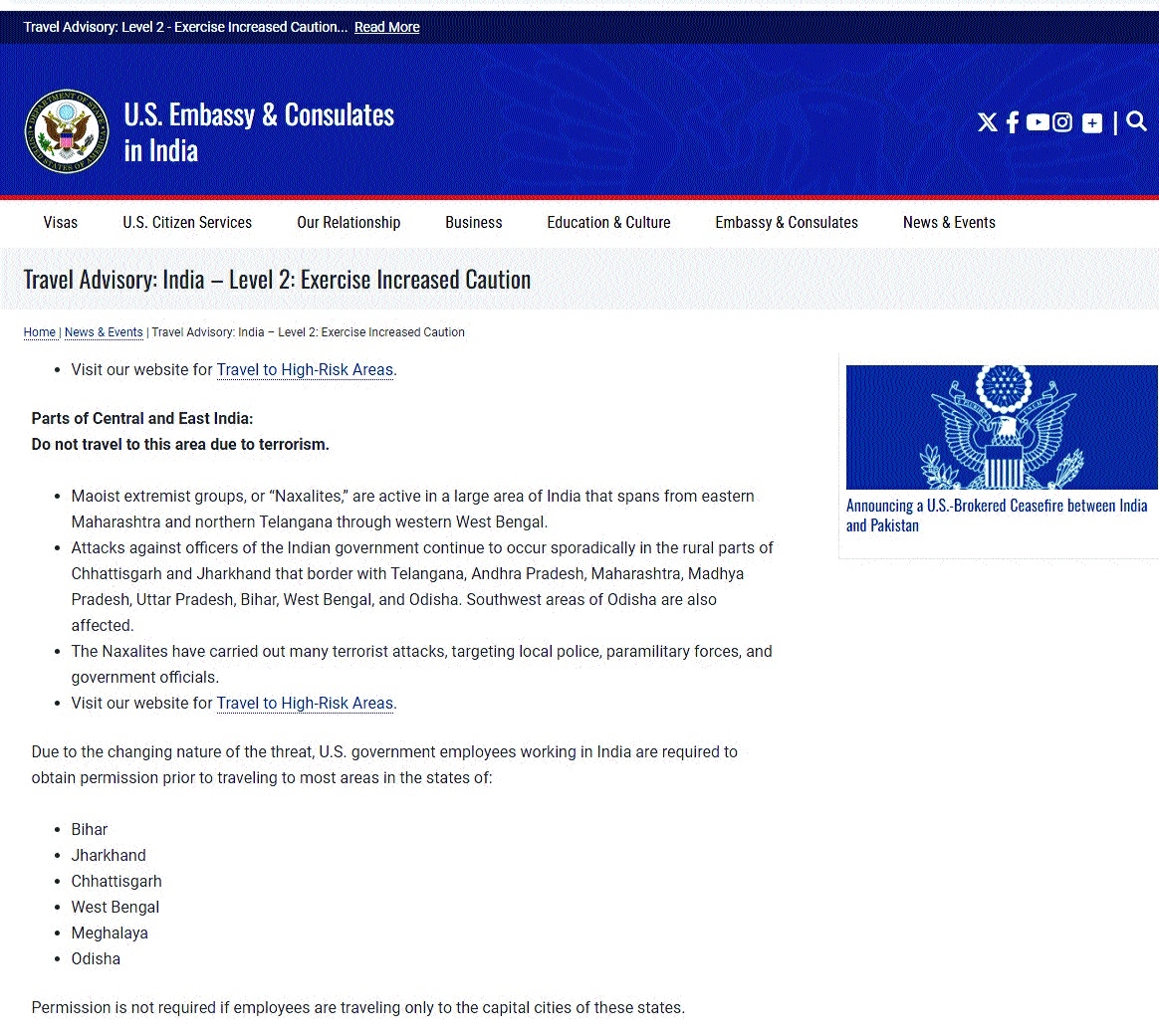 Chhattisgarh marked red in US travel alert amid Amit Shahs tour to State