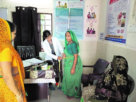 A doctor examining a patient during 