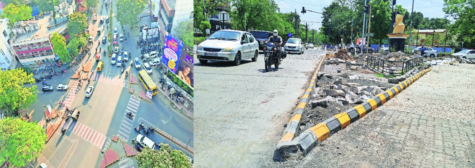  traffic islands at Sharaddhanandpeth Square 