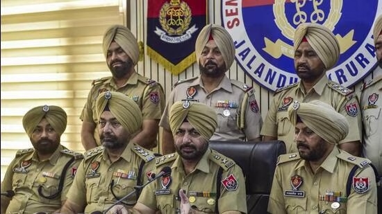 SSP Harvinder Singh addresses a press conference regarding 