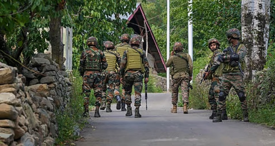 Security personnel during a cordon and search operation
