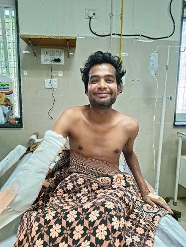 Rajkumar Shripal after surgery at Orthopaedic department