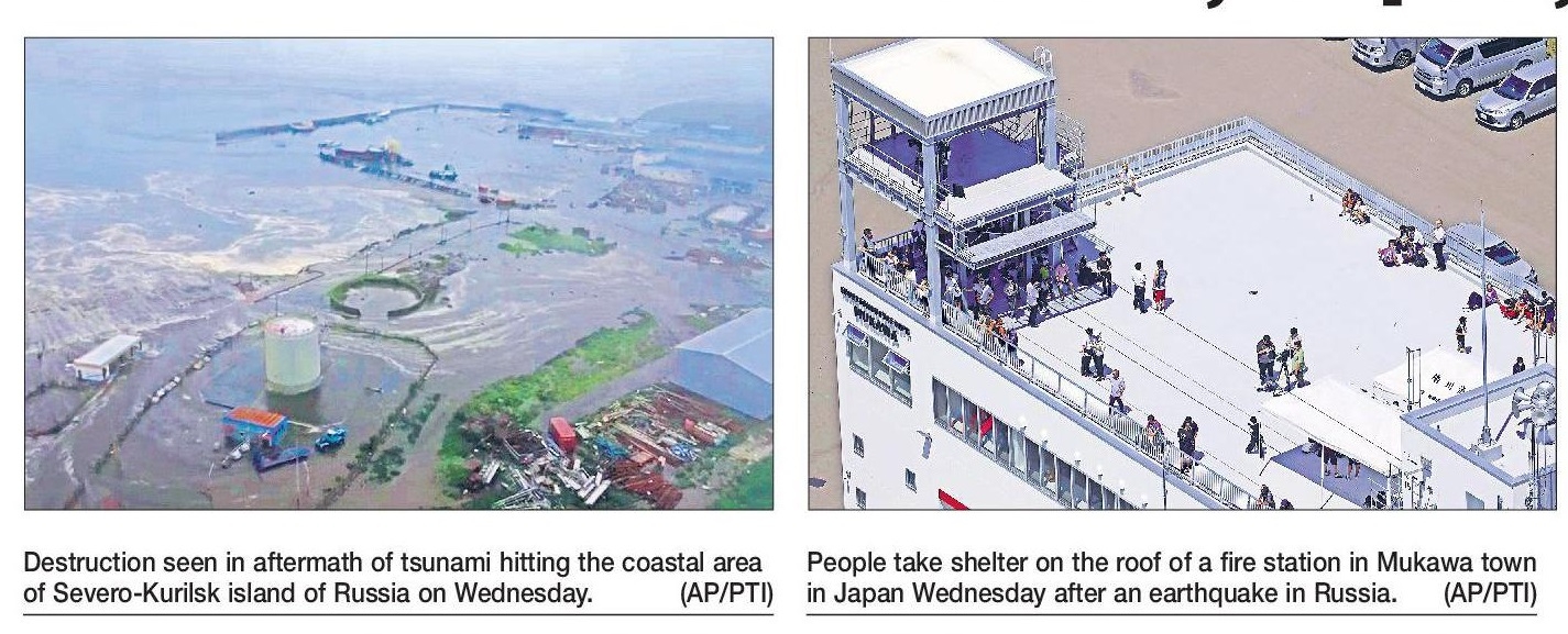 quake hits Russia coast Sends tsunami waves