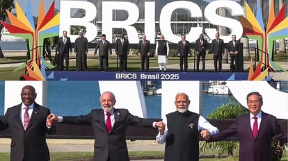 Prime Minister Narendra Modi with world leaders at BRICS Summit