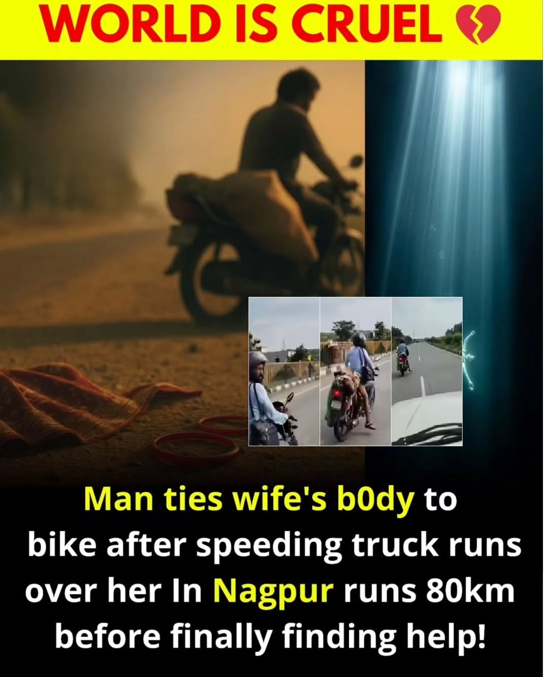 Man carrying wifes body on bike case