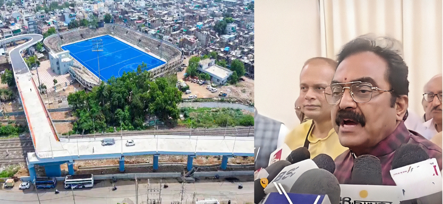 PWD Minister Rakesh Singh talking to the mediapersons